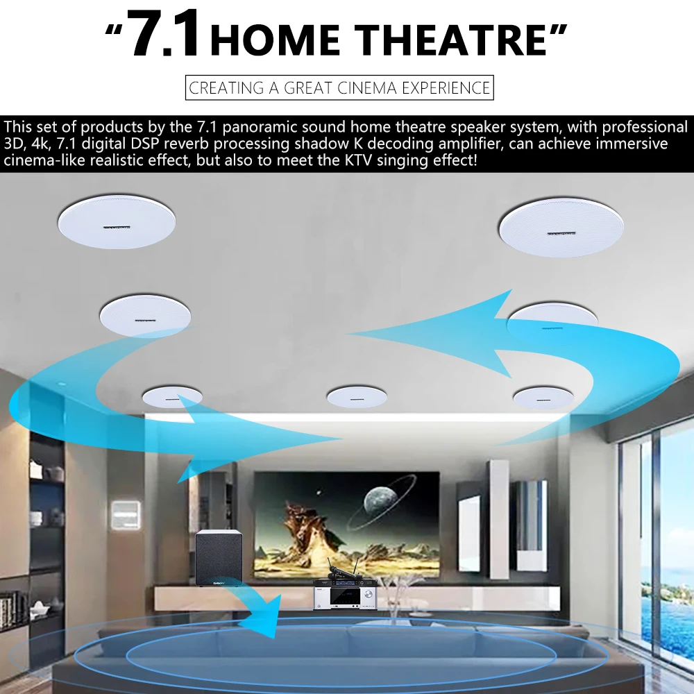 7.1 Home Theater Ceiling Speak - Audio Music For Background recension och pris