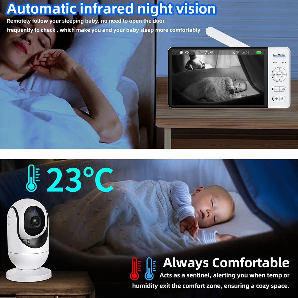 7 Inch Video Baby Monitor Nigh - Zoom Audio Music recension och pris